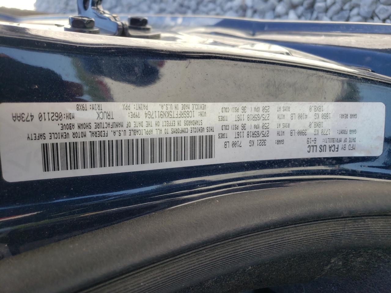 Photo 10 from auction – 2019 RAM 1500 BIG H with VIN 1C6SRFFT5KN911764