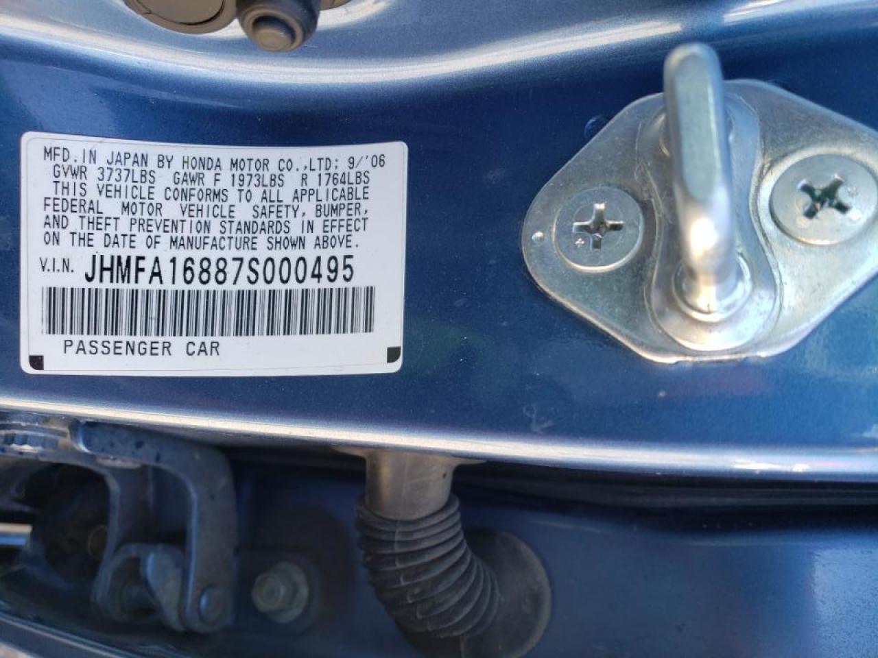 Photo 10 from auction – 2007 HONDA CIVIC EX with VIN JHMFA16887S000495