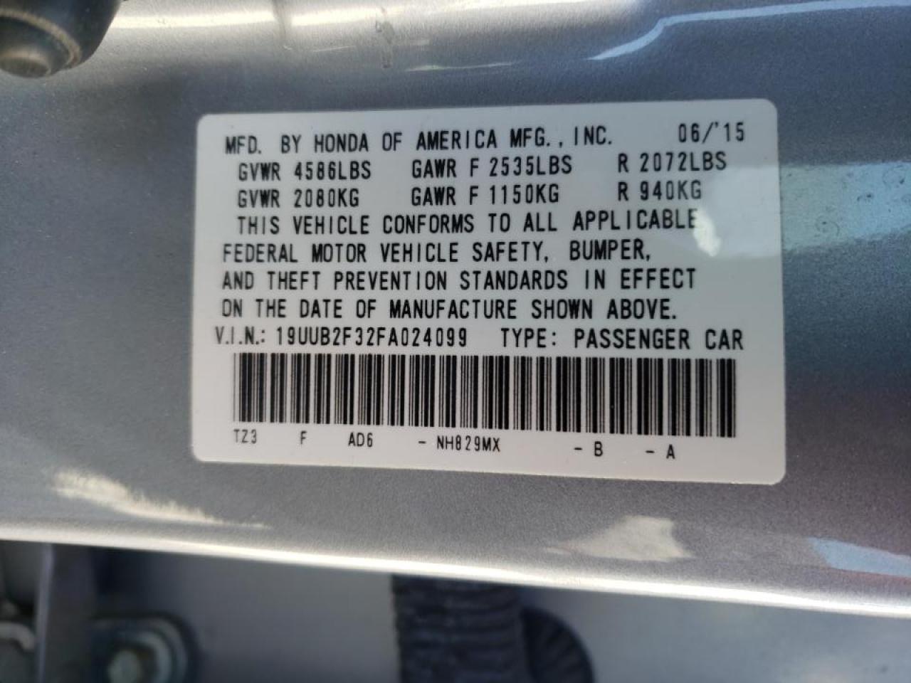 Photo 10 from auction – 2015 ACURA TLX with VIN 19UUB2F32FA024099
