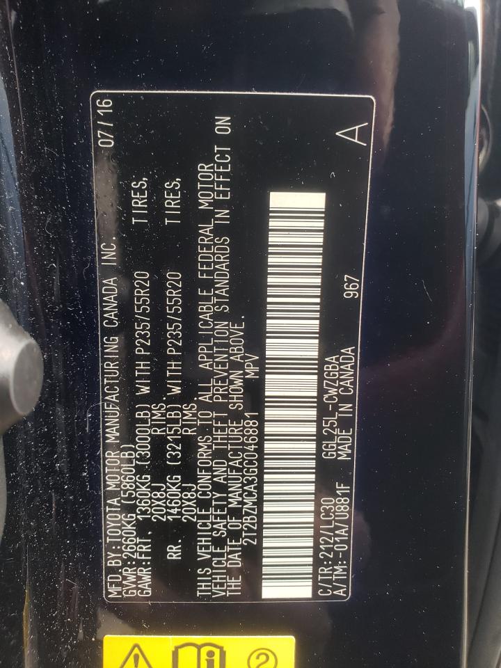 Photo 10 from auction – 2016 LEXUS RX 350 BAS with VIN 2T2BZMCA3GC046881
