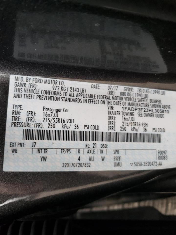 Photo 10 from auction – 2017 FORD FOCUS SE with VIN 1FADP3F23HL305810