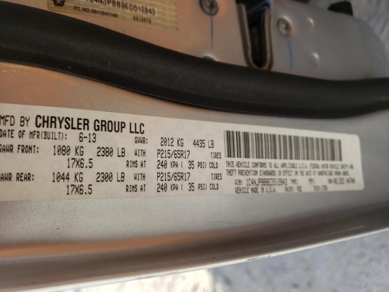 Photo 10 from auction – 2014 JEEP PATRIOT SP with VIN 1C4NJPBB8ED512843
