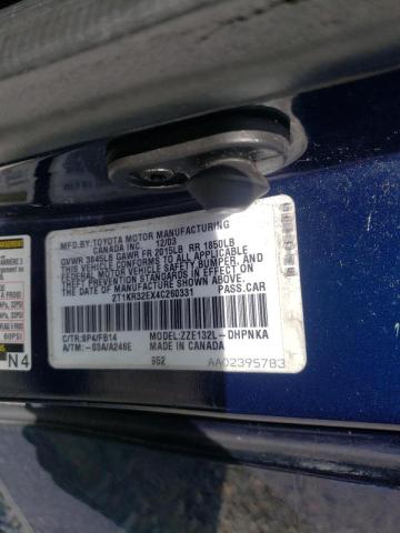 Photo 10 from auction – 2004 TOYOTA COROLLA MA with VIN 2T1KR32EX4C260331