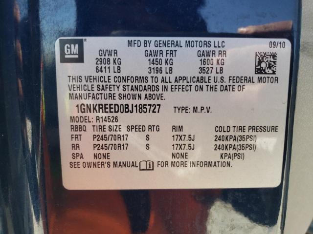 Photo 10 from auction – 2011 CHEVROLET TRAVERSE L with VIN 1GNKREED0BJ185727