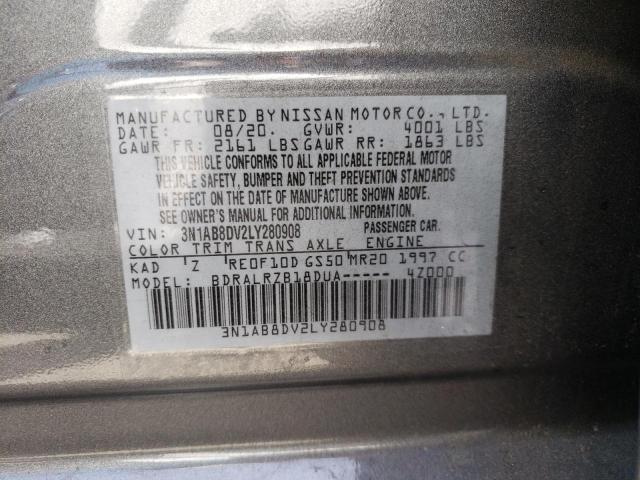 Photo 10 from auction – 2020 NISSAN SENTRA SR with VIN 3N1AB8DV2LY280908