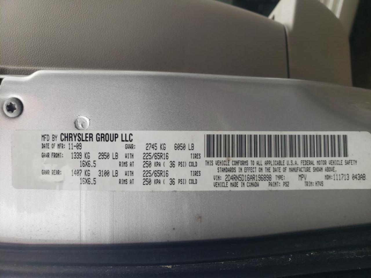 Photo 10 from auction – 2010 DODGE GRAND CARA with VIN 2D4RN5D16AR196898