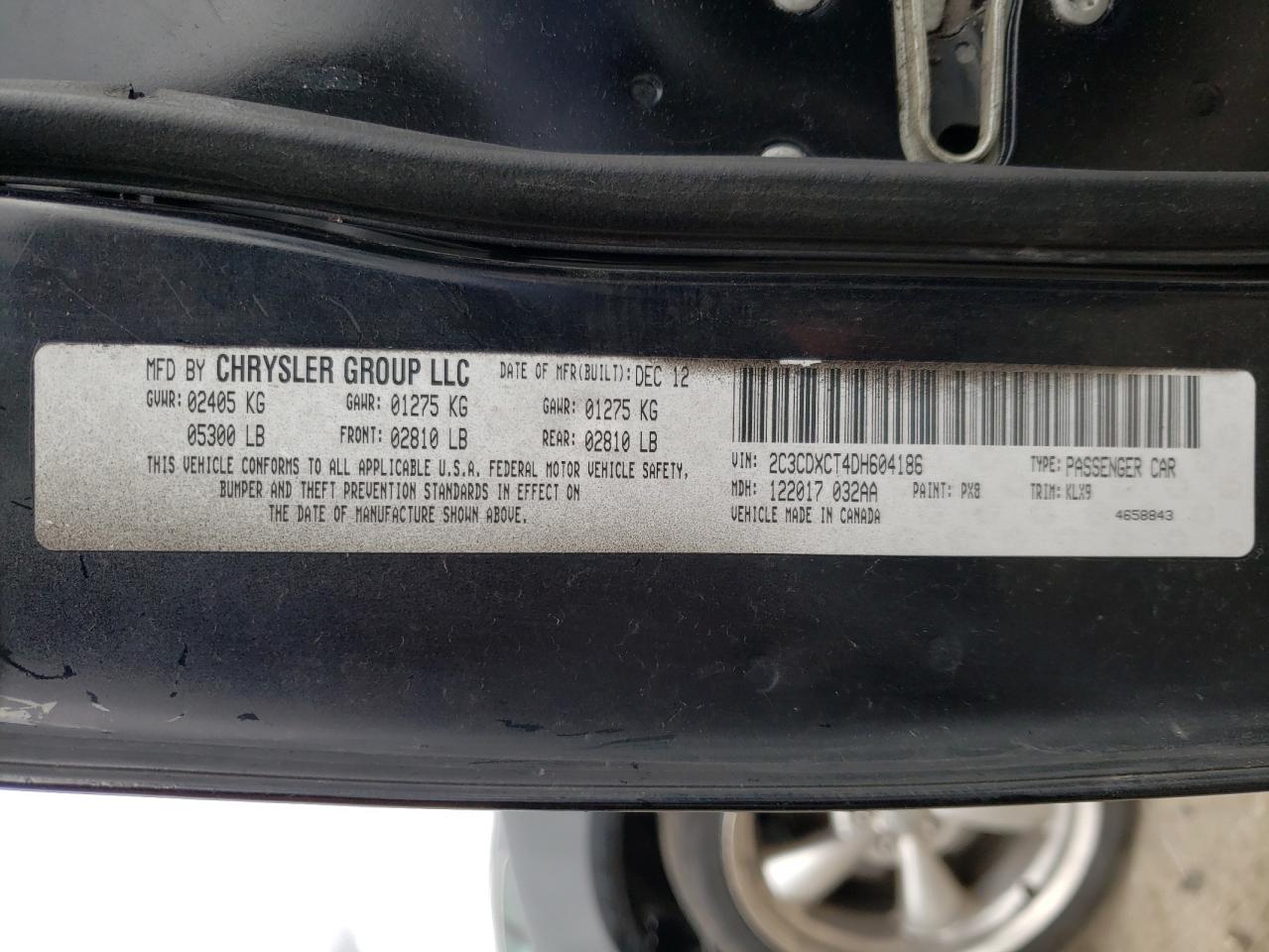 Foto 10 de la subasta – 2013 DODGE CHARGER R/ con VIN 2C3CDXCT4DH604186