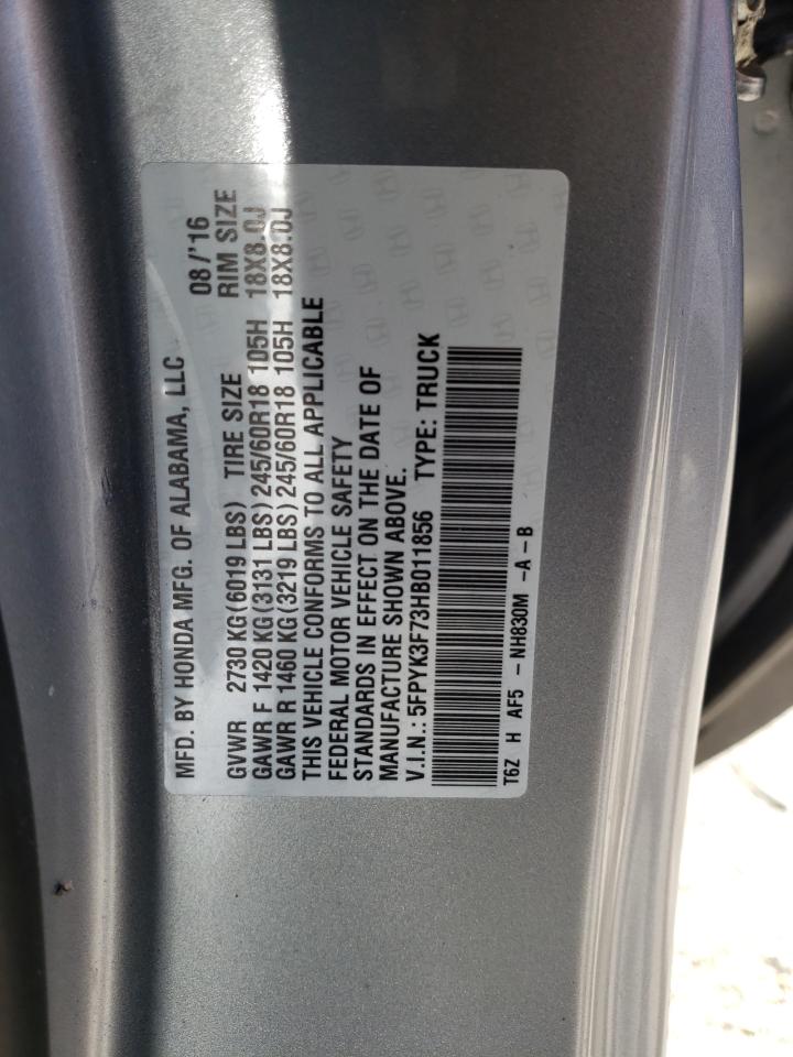 Photo 10 from auction – 2017 HONDA RIDGELINE with VIN 5FPYK3F73HB011856