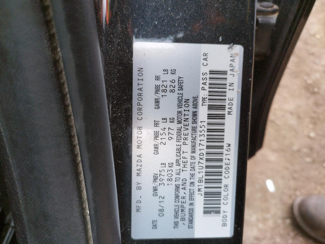 Photo 10 from auction – 2013 MAZDA 3 I with VIN JM1BL1U7XD1713551