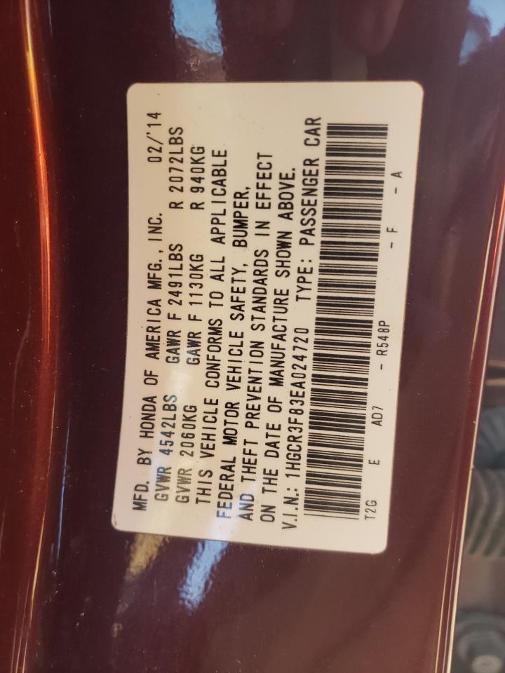 Photo 10 from auction – 2014 HONDA ACCORD EXL with VIN 1HGCR3F83EA024720