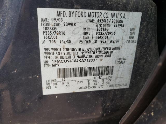 Photo 10 from auction – 2004 FORD ESCAPE LIM with VIN 1FMCU94164KA71203