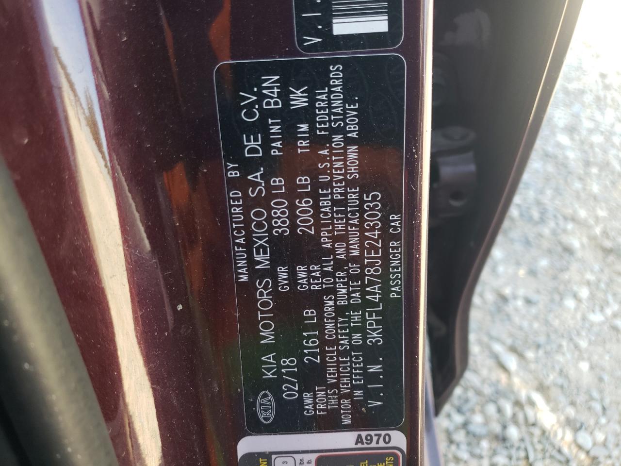Photo 10 from auction – 2018 KIA FORTE LX with VIN 3KPFL4A78JE243035