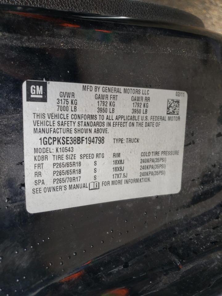 Photo 10 from auction – 2011 CHEVROLET SILVERADO with VIN 1GCPKSE38BF194798