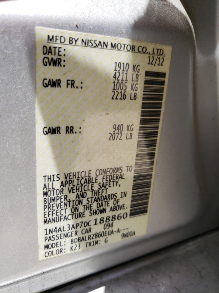 Photo 10 from auction – 2013 NISSAN ALTIMA 2.5 with VIN 1N4AL3AP7DC188860