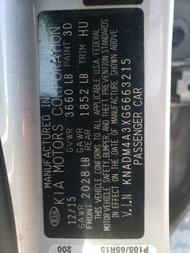 Photo 10 from auction – 2016 KIA RIO LX with VIN KNADM4A3XG6663215