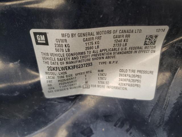 Photo 10 from auction – 2015 GMC TERRAIN SL with VIN 2GKFLWEK3F6237293