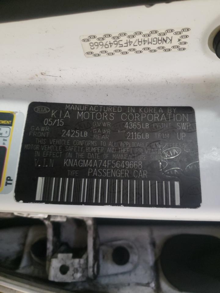 Photo 10 from auction – 2015 KIA OPTIMA LX with VIN KNAGM4A74F5649668