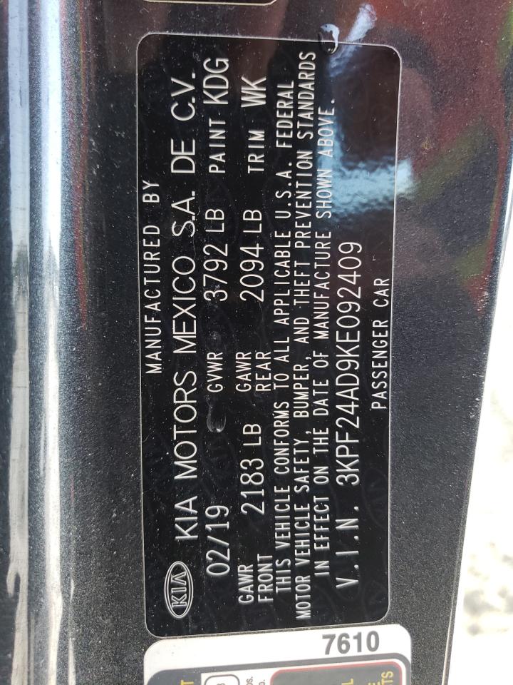 Photo 10 from auction – 2019 KIA FORTE FE with VIN 3KPF24AD9KE092409