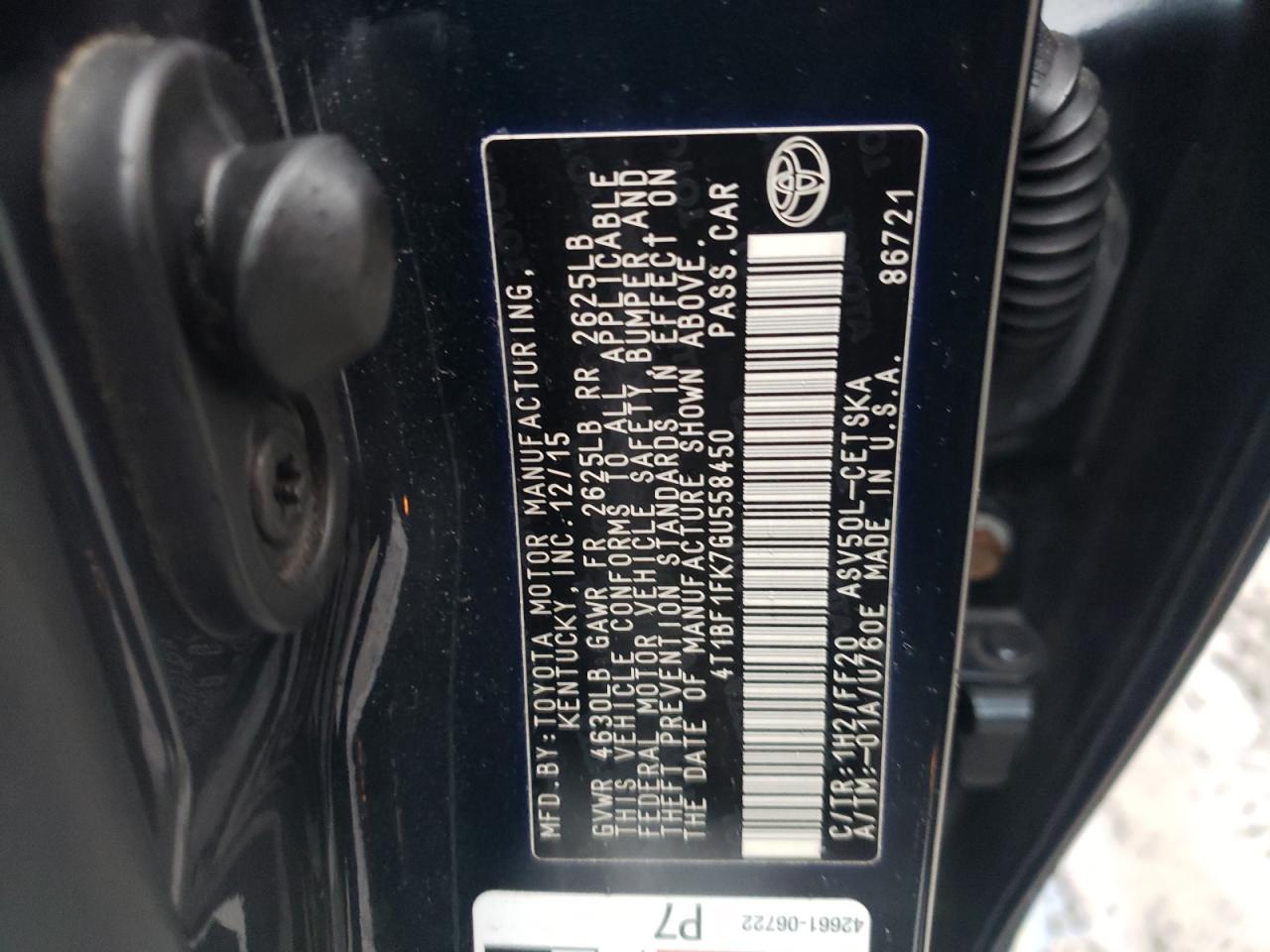 Foto 10 de la subasta – 2016 TOYOTA CAMRY con VIN 4T1BF1FK7GU558450