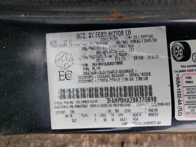 Photo 10 from auction – 2011 FORD FUSION SE with VIN 3FAHP0HA2BR270898