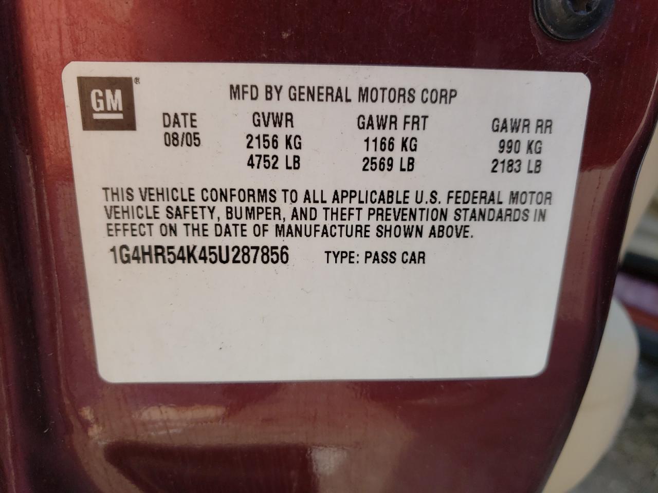 Photo 10 from auction – 2005 BUICK LESABRE LI with VIN 1G4HR54K45U287856