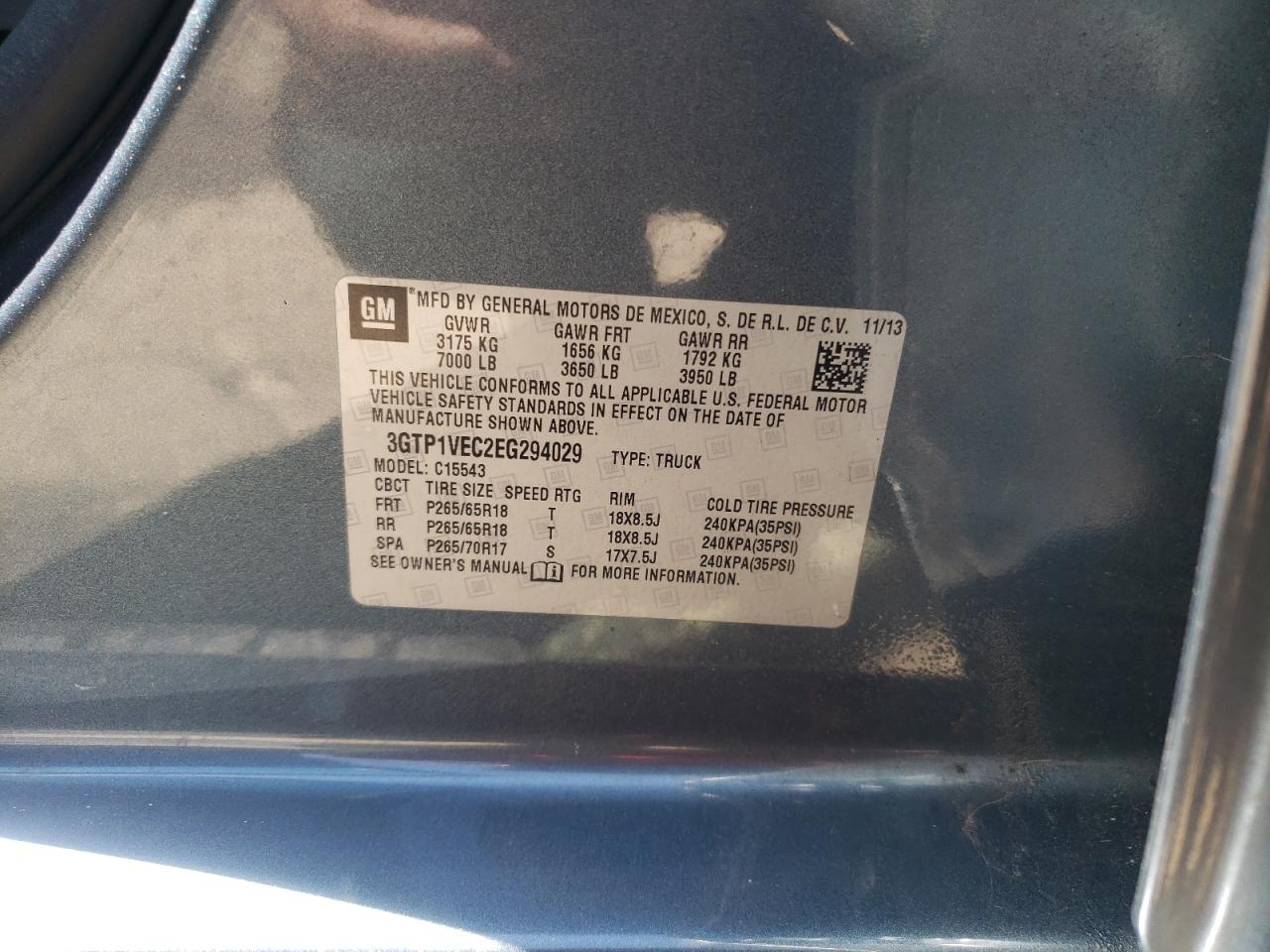 Photo 10 from auction – 2014 GMC SIERRA C15 with VIN 3GTP1VEC2EG294029