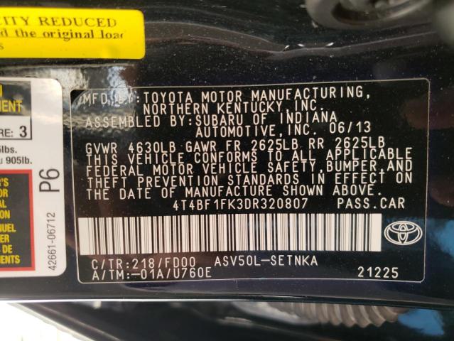 Photo 10 from auction – 2013 TOYOTA CAMRY L with VIN 4T4BF1FK3DR320807