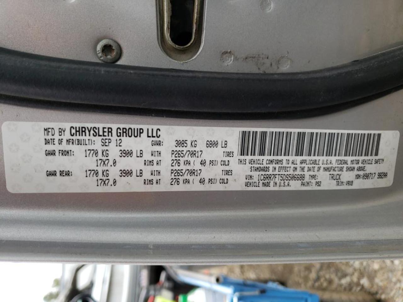 Photo 10 from auction – 2013 RAM 1500 ST with VIN 1C6RR7FT5DS506688
