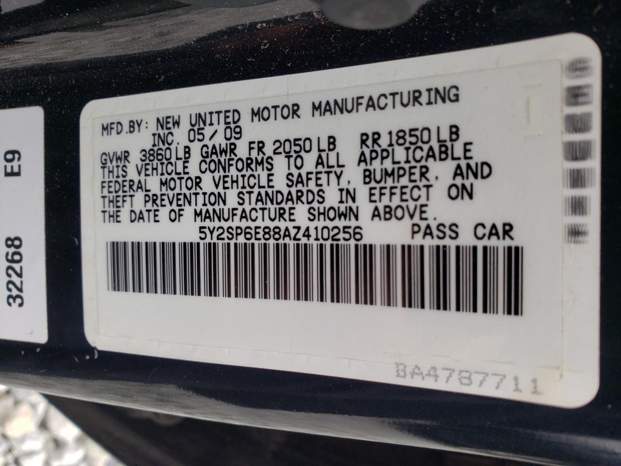 Photo 10 from auction – 2010 PONTIAC VIBE with VIN 5Y2SP6E88AZ410256
