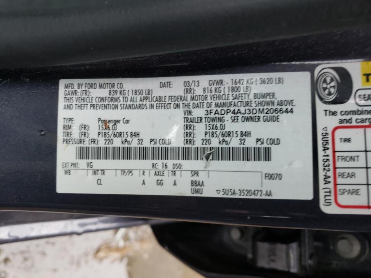 Photo 10 from auction – 2013 FORD FIESTA S with VIN 3FADP4AJ3DM206644