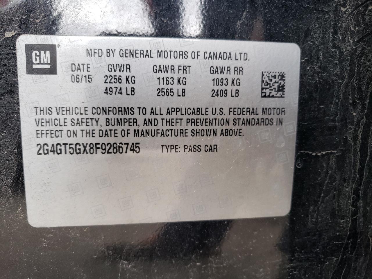 Photo 10 from auction – 2015 BUICK REGAL GS with VIN 2G4GT5GX8F9286745