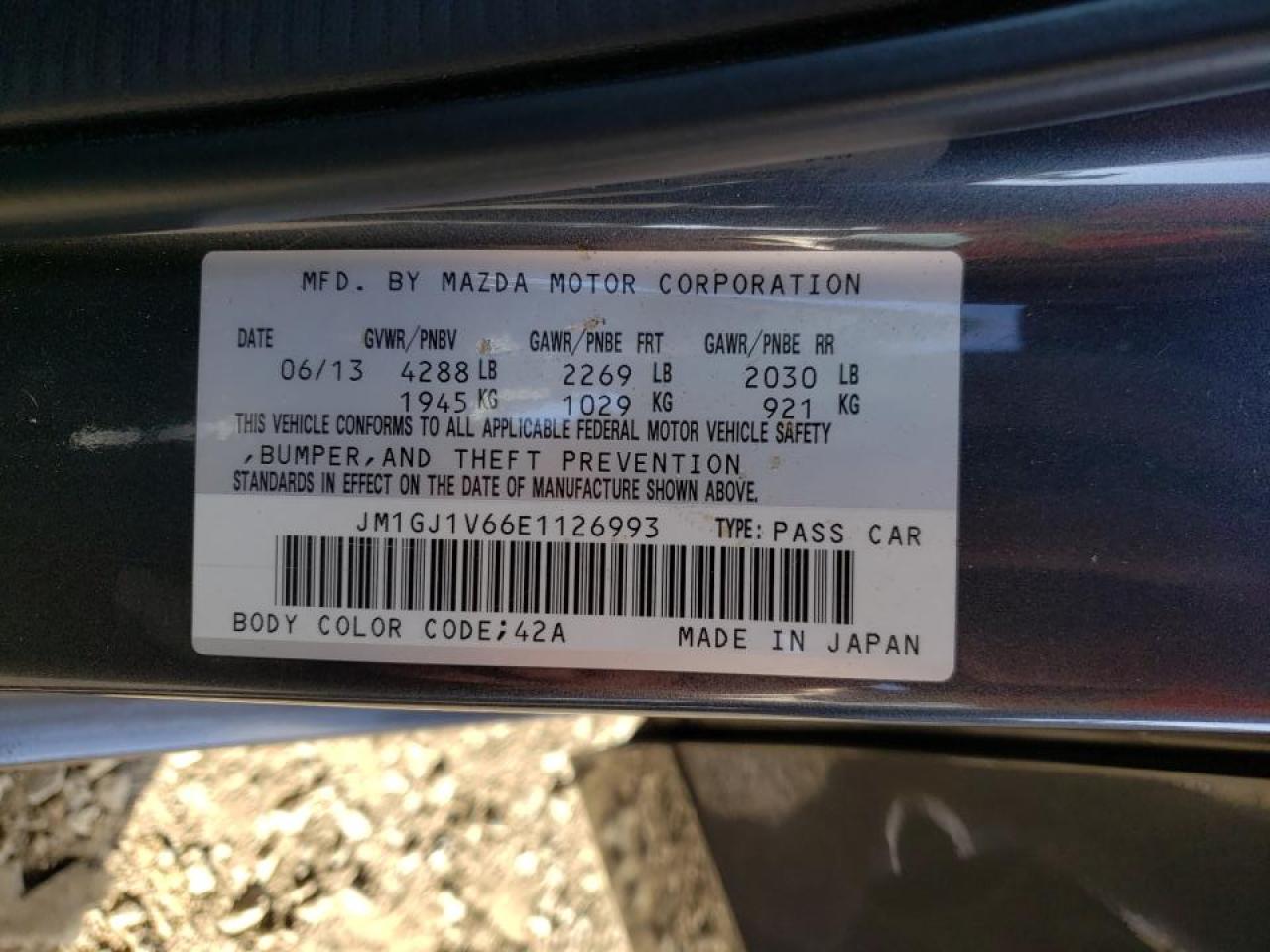 Photo 10 from auction – 2014 MAZDA 6 TOURING with VIN JM1GJ1V66E1126993