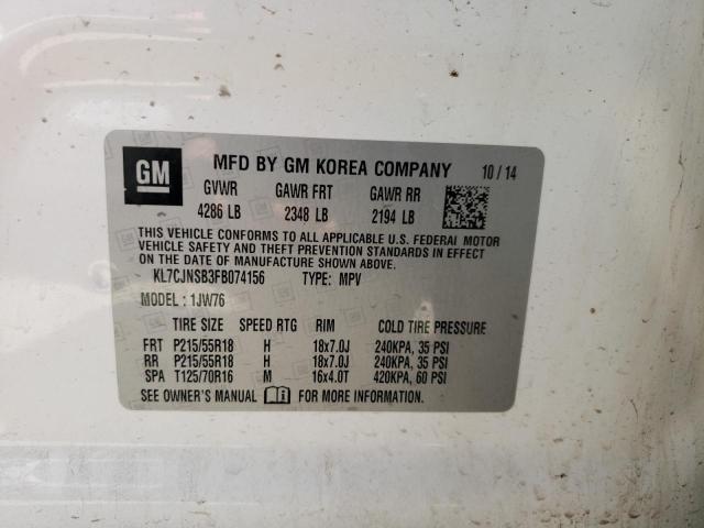 Photo 10 from auction – 2015 CHEVROLET TRAX LTZ with VIN KL7CJNSB3FB074156