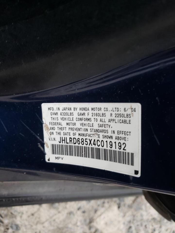 Photo 10 from auction – 2004 HONDA CR-V LX with VIN JHLRD685X4C019192