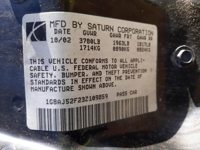 SATURN ION LEVEL 2003 z numerem VIN 1G8AJ52F23Z109859 - Zdjęcie z aukcji
