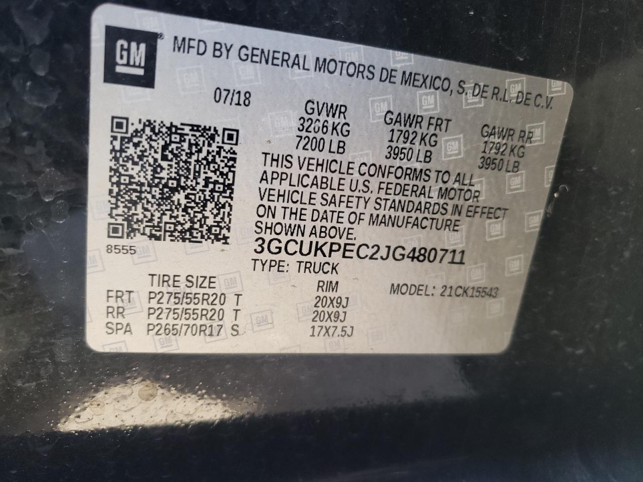 Photo 10 from auction – 2018 CHEVROLET SILVERADO with VIN 3GCUKPEC2JG480711