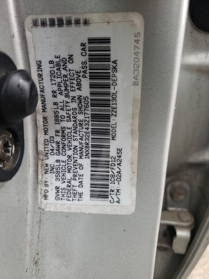 Photo 10 from auction – 2003 TOYOTA COROLLA CE with VIN 1NXBR32E43Z177605