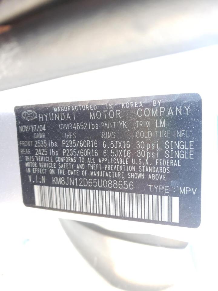 Photo 10 from auction – 2005 HYUNDAI TUCSON GLS with VIN KM8JN12D65U088656