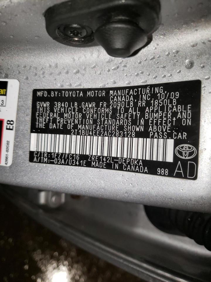Photo 10 from auction – 2010 TOYOTA COROLLA BA with VIN 2T1BU4EE2AC283128