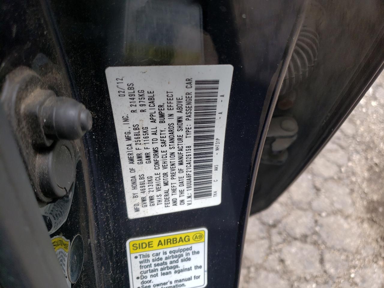Photo 10 from auction – 2012 ACURA TL with VIN 19UUA8F21CA026158