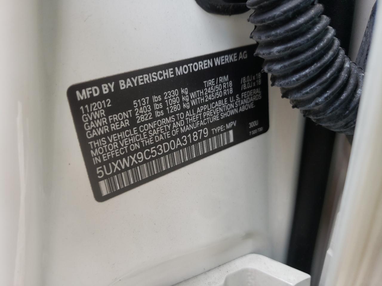 Photo 10 from auction – 2013 BMW X3 XDRIVE2 with VIN 5UXWX9C53D0A31879