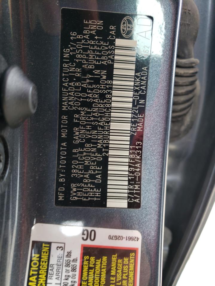 Photo 10 from auction – 2017 TOYOTA COROLLA L with VIN 2T1BURHE0HC808318