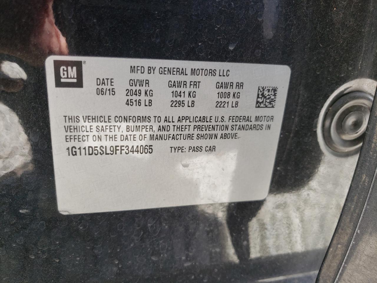 Photo 10 from auction – 2015 CHEVROLET MALIBU 2LT with VIN 1G11D5SL9FF344065