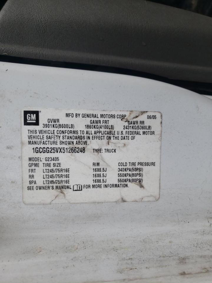 Photo 10 from auction – 2005 CHEVROLET EXPRESS G2 with VIN 1GCGG25VX51266248