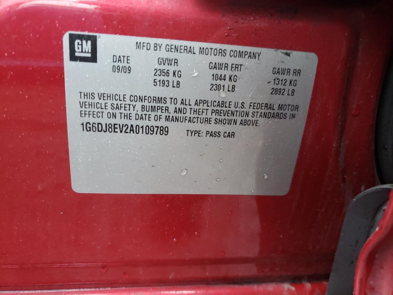 Photo 10 from auction – 2010 CADILLAC CTS PERFOR with VIN 1G6DJ8EV2A0109789