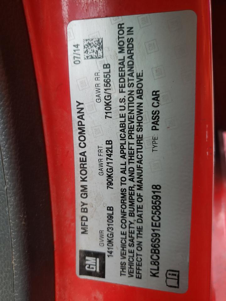 Photo 10 from auction – 2014 CHEVROLET SPARK LS with VIN KL8CB6S91EC585918
