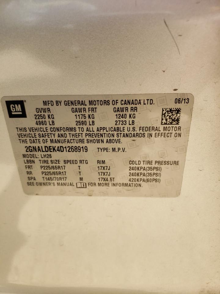 Photo 10 from auction – 2013 CHEVROLET EQUINOX LT with VIN 2GNALDEK4D1268919