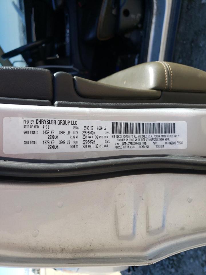 Photo 10 from auction – 2011 JEEP GRAND CHER with VIN 1J4RR4GG5BC675488