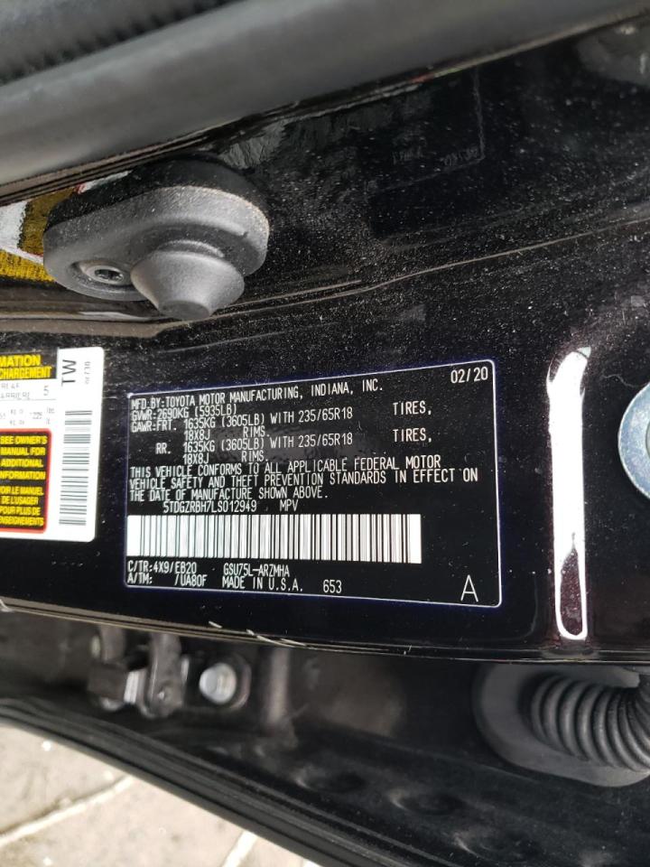 Photo 10 from auction – 2020 TOYOTA HIGHLANDER with VIN 5TDGZRBH7LS012949