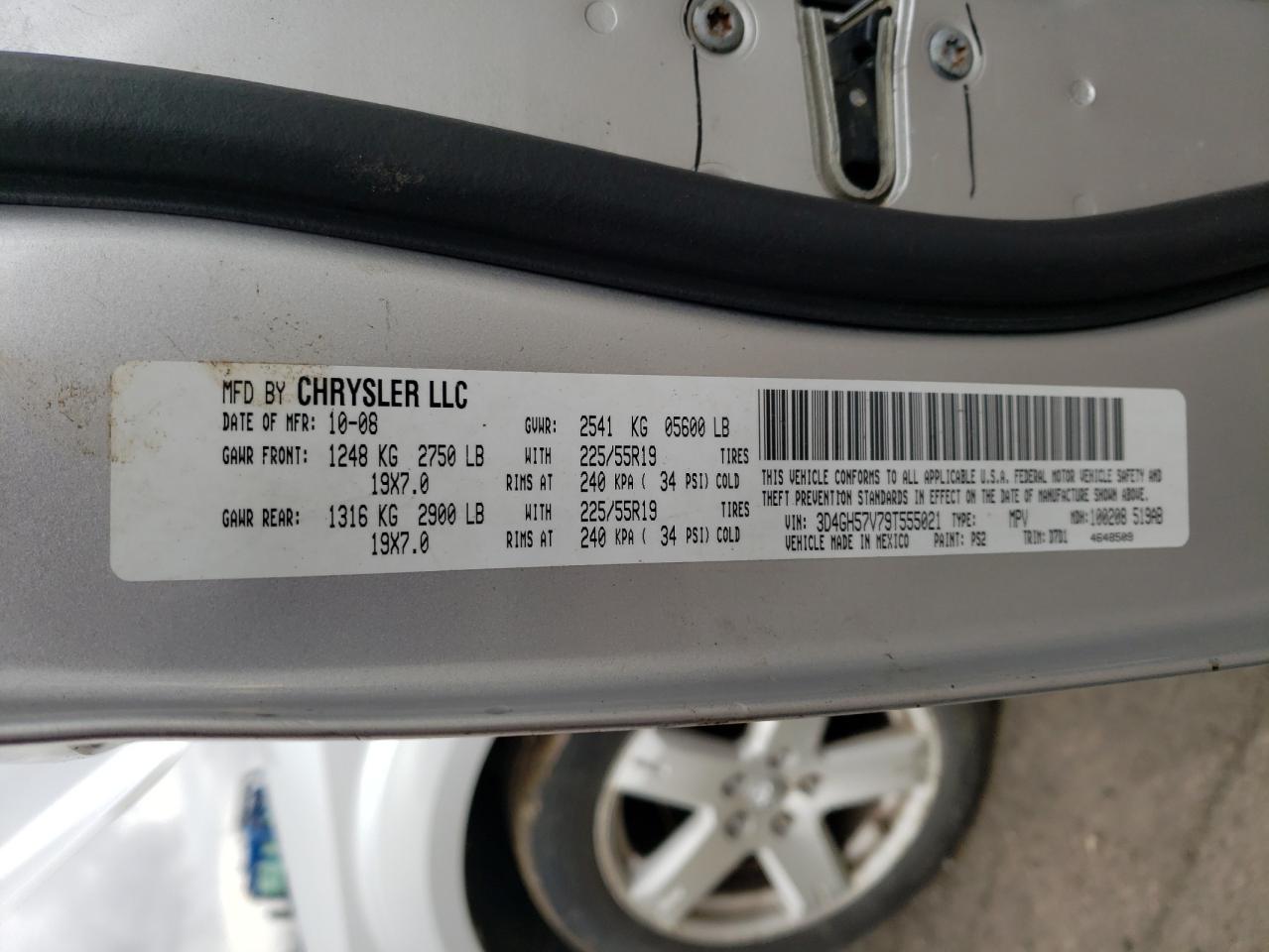 Photo 10 from auction – 2009 DODGE JOURNEY SX with VIN 3D4GH57V79T555021
